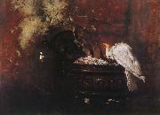 William Merritt Chase Still life and parrot china oil painting reproduction